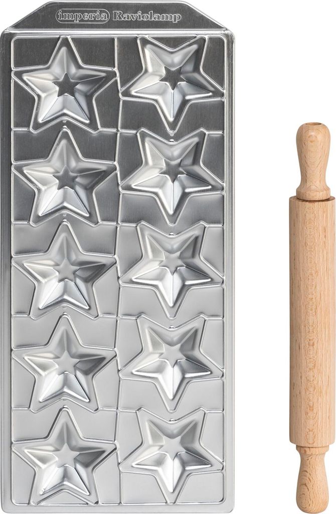 Imperia Raviolamp Classica Linie. Ravioliformen. 100% Italy. Zubehör für Nudelmaschinen. Aluminium-Nudelschneider für frische Pasta. Mit Nudelholz.