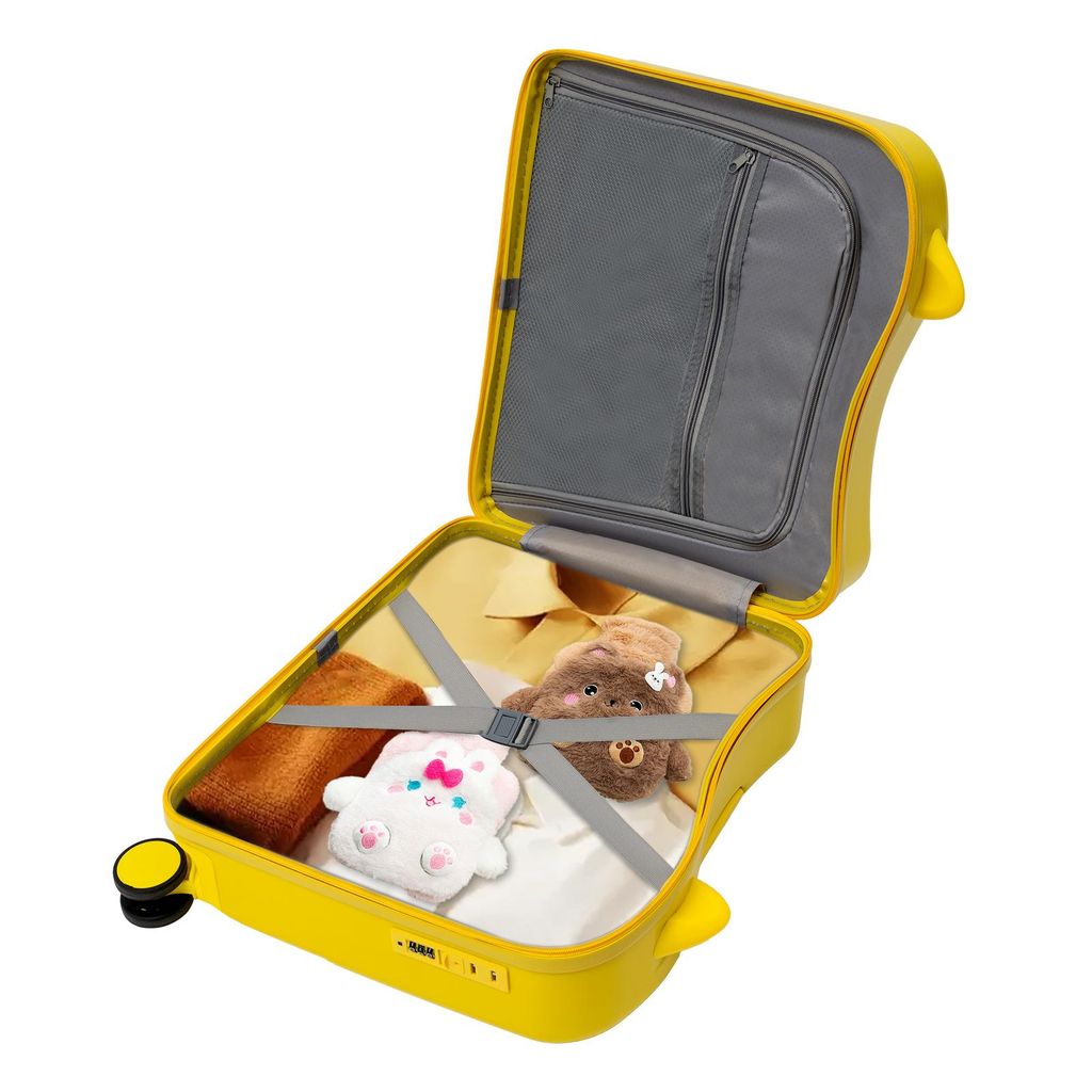 18" Kinder-Mitfahrkoffer, Kindergepäckkoffer, Rollgepäck mit Schloss für Kinder im Alter von 3 bis 6 Jahren, Gelb