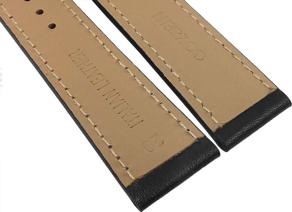 Herzog Toskana Uhrenarmband schwarz > Leder Dornschließe Verlauf , Stegbreite:18mm, Schließe:Silbern