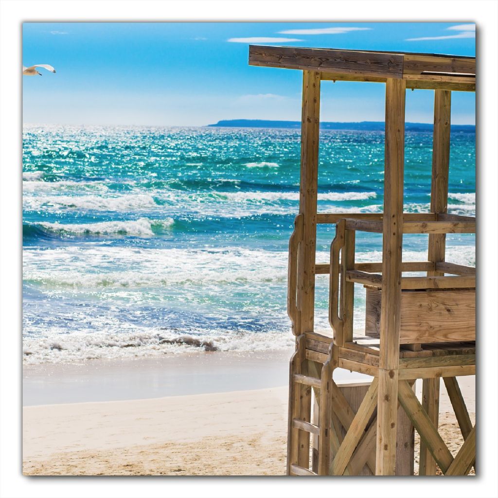 Wallario selbstklebende Möbelfolie/ Tischdecke für Innen und Außen, Größe: 60 x 60 cm - Badestrand - Mallorca Spanien