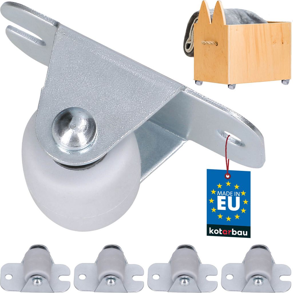 KOTARBAU 4er Set Transportrollen 22 mm Gummi Univer. Stahlrahmen Möbelrollen Alle Böden Lenkrollen Kisten Fix Schieberollen Werkzeugrollen Bock...