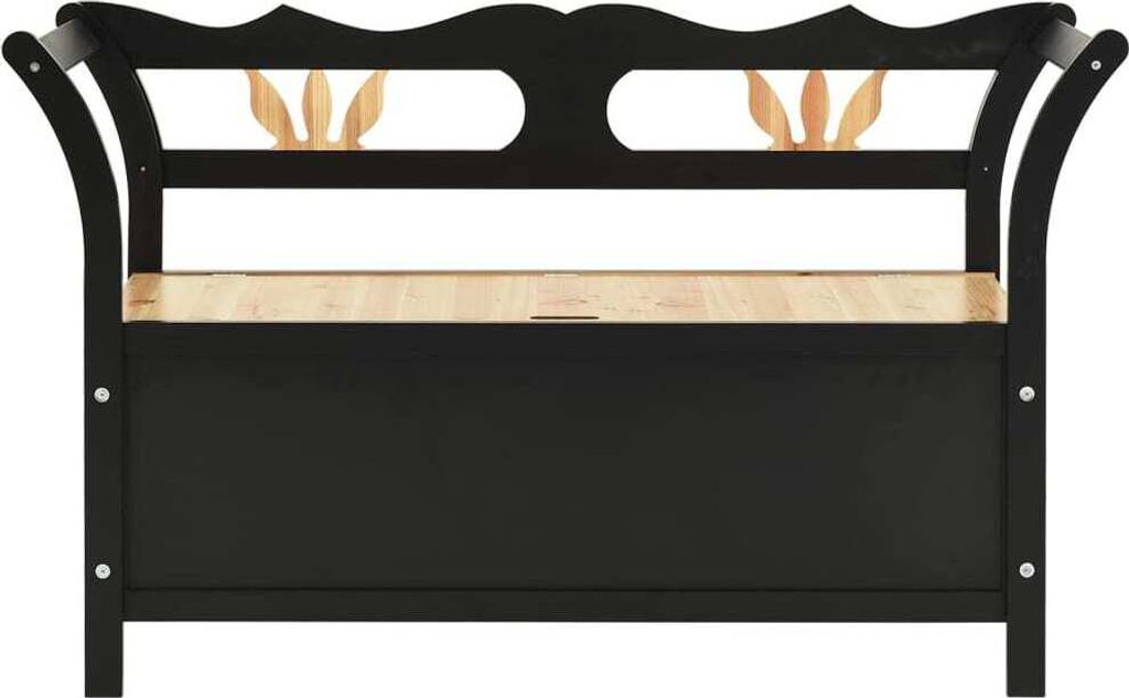 The Living Store Sitzbank Schwarz 107x45x75,5 cm Massivholz Produktbild 