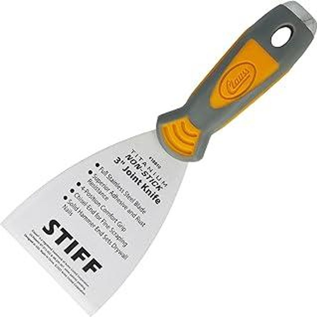 Clauss Spachtel 3 (7,6 cm) mit starrer, geschliffener Klinge in Profiqualität | Titanium Edelstahlklinge mit Antihaftbeschichtung | rutschfester, ...