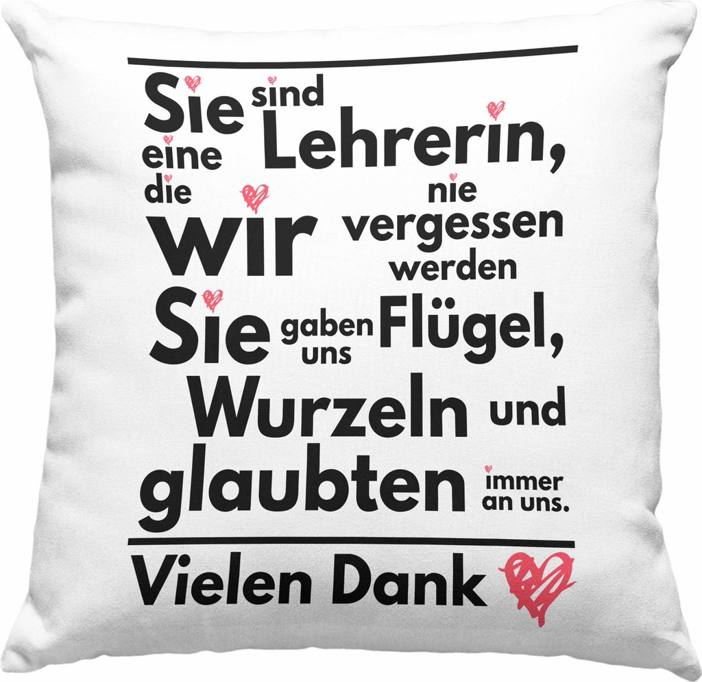 Trendation - Abschiedsgeschenk Lehrerin Deko-Kissen mit Füllung 40x40 Geschenk zum Abschied Klassenlehrerin Beste Lehrerin Geschenkidee Danke (Grau)