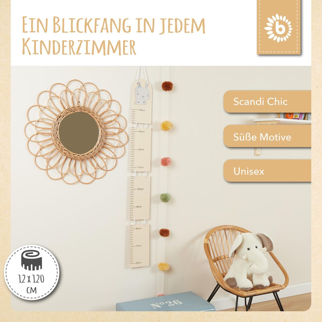 Bieco Holz Messlatte Kinder Hase Skala 0,6-1,4m | Messlatte Produktbild 