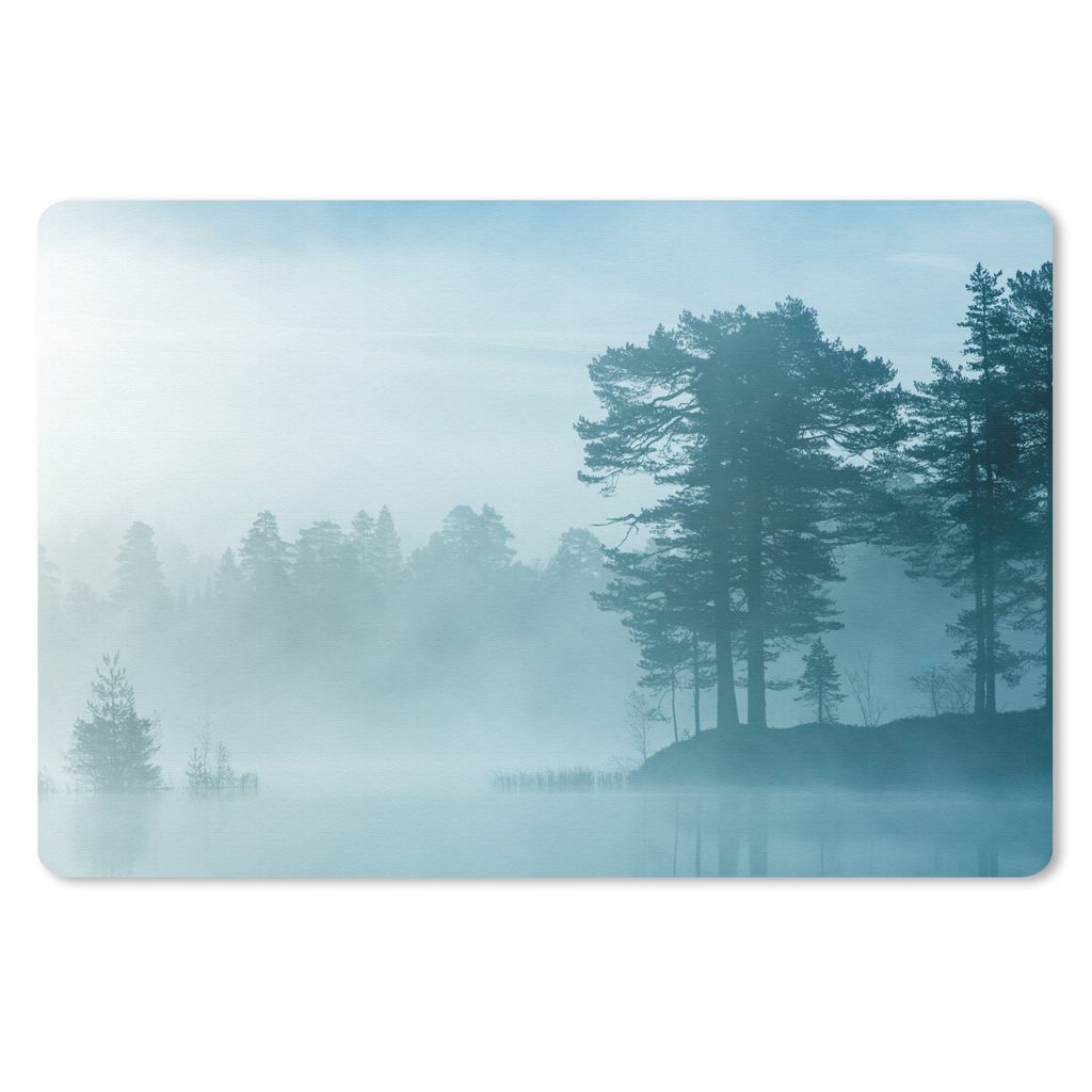 MuchoWow Schreibtischunterlage Wald - Licht - Nebel 60x40 cm - XXL Mauspad - Großes Mauspad