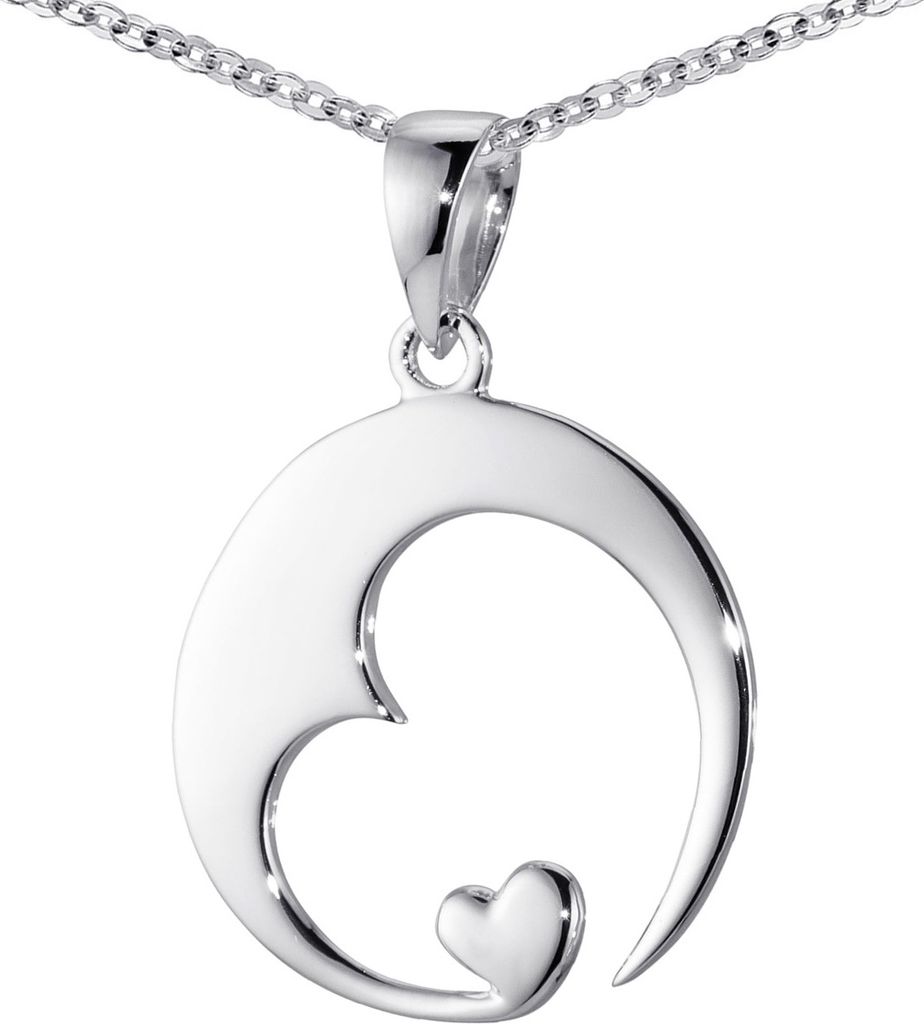 MATERIA Damen Herz-Anhänger Silber 925 rhodiniert Schmuck Liebe mit Halskette inkl. Geschenk-Box #KA-16