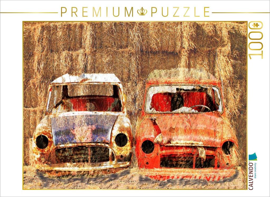 CALVENDO Puzzle 2x Mini Cooper als Rostlaube vor Hintergrund 1000 Teile Puzzle quer | 1000 Teile Lege-Größe 64x48cm Foto-Puzzle für glückliche ...
