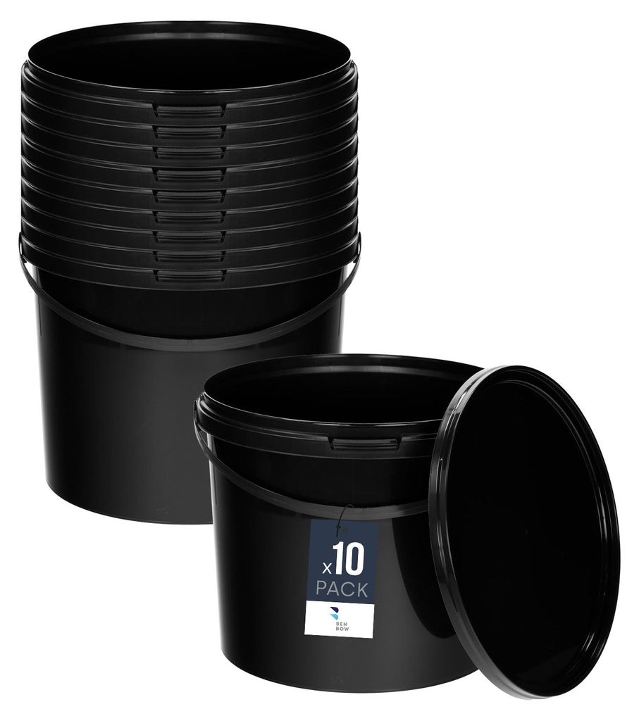 BenBow secchio con coperchio 10L x10 nero - sicuro per gli Immagine del prodotto 