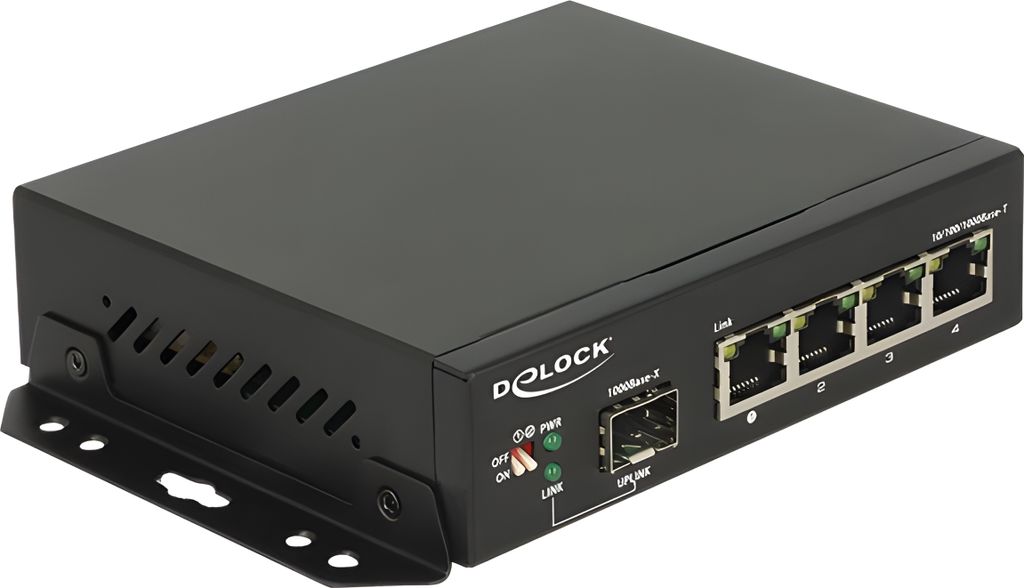 DELOCK RJ45 Switch 4 Port RJ45 + 1x SFP Schacht