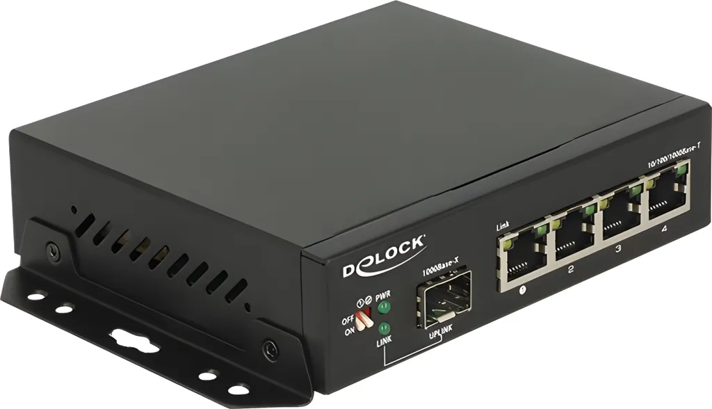 Commutateur RJ45 Delock pour connecter 4 périphériques et 1 ligne SFP