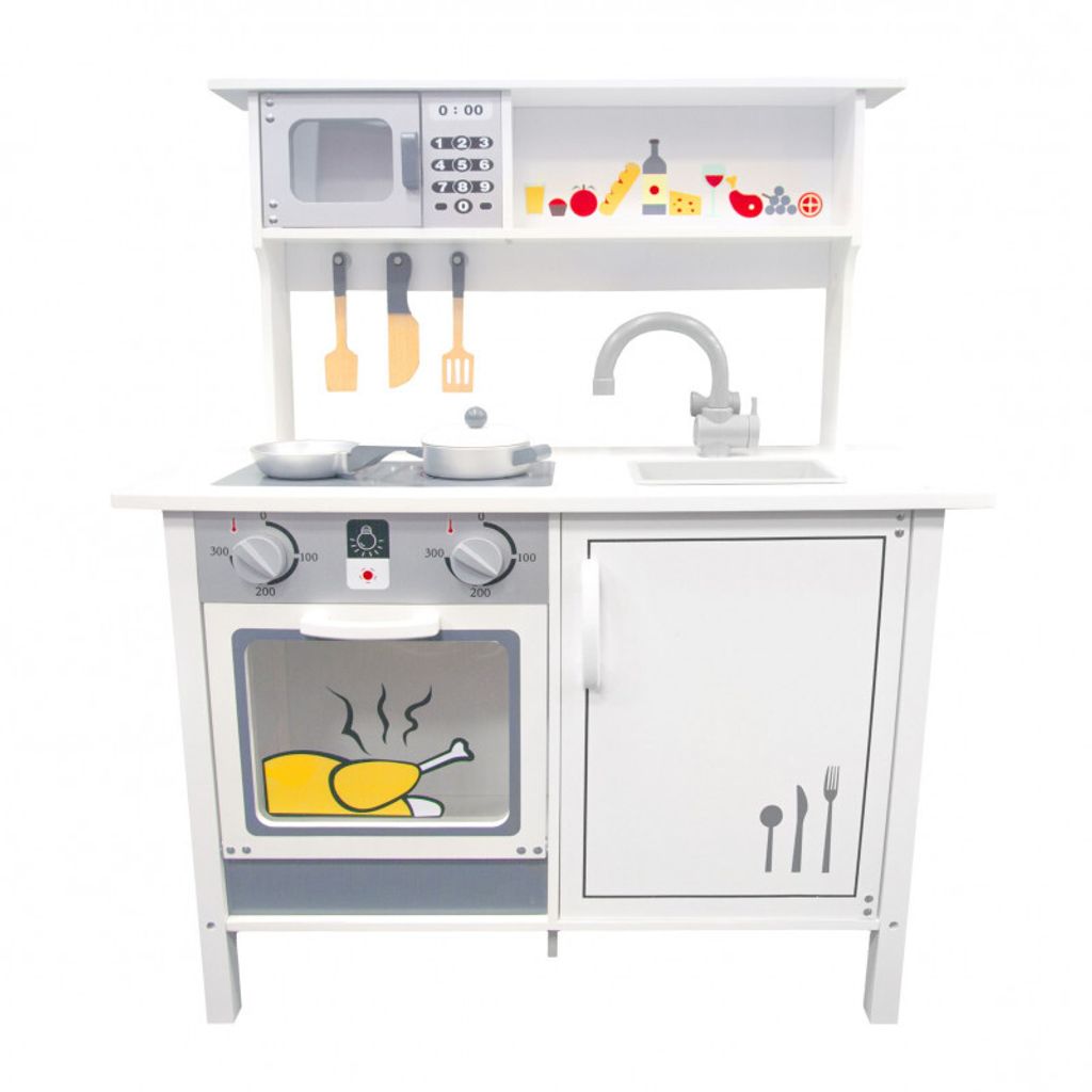 4iQ Spielküche Speilzeug Küche aus Holz für Kinder PetiteBakeOff 70x29,5x86 cm mit Zubehör