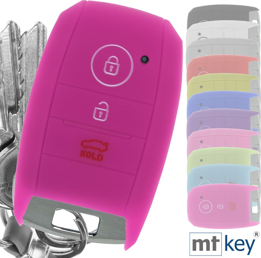 Auto Schlüssel Hülle Silikon Schutz Cover Pink kompatibel Produktbild 