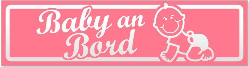 Kiwistar - Autoaufkleber - Hellrosa - 30 x 8 cm - Baby an Bord mit Baby invertiert - Hinweis Aufkleber Sticker für Auto, Kfz, Fahrrad, PKW, LKW