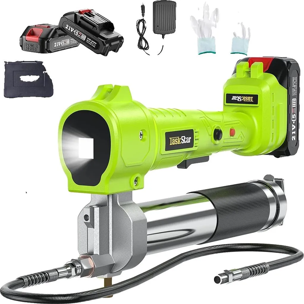 Pistola Grasso a Batteria 20V 10000 PSI Tubo 1m Kit Completo