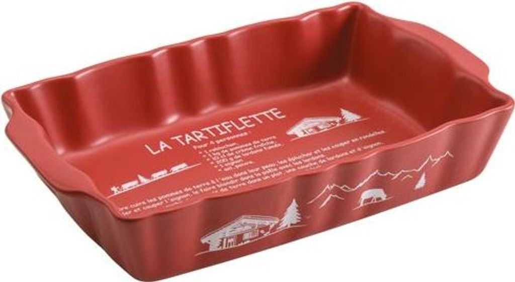 Plat Tartiflette Rouge Cuisson Au Four Et Service élégant - Image du produit 