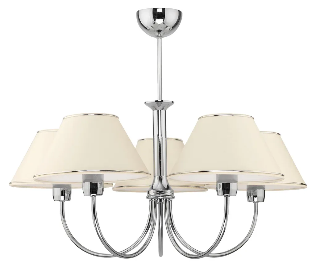 Lustre 5 Lumières BEGAMO Chrome Poli - Éclairage Puissant E27 Jupiter