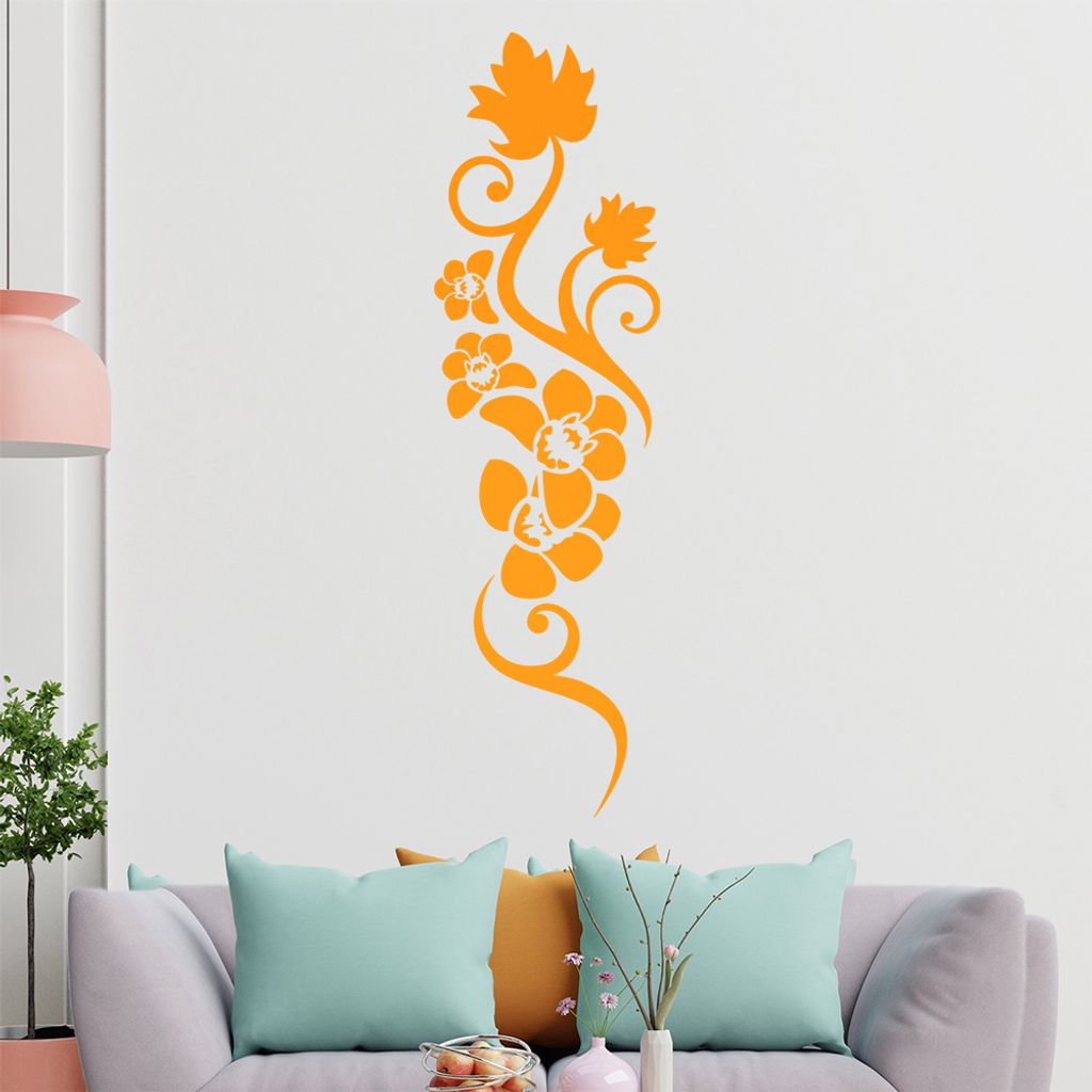 Orchidee - Linien Wandtattoo in 6 Größen - Wandaufkleber Wall Sticker - Dekoration, Küche, Wohnzimmer, Schlafzimmer, Badezimmer