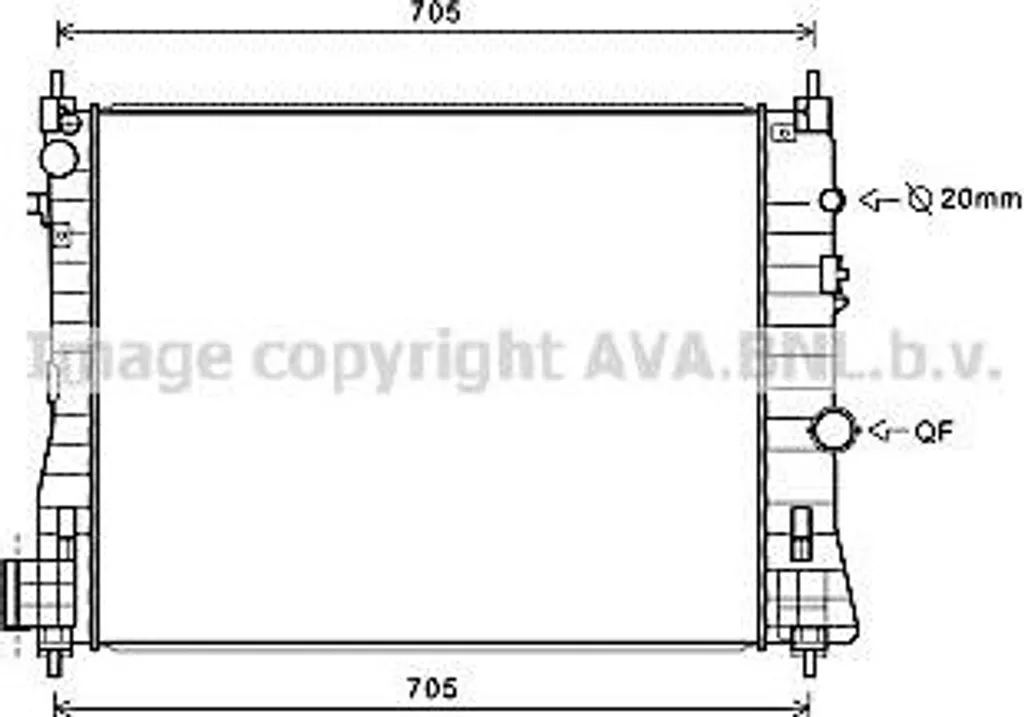 Radiateur moteur AVA OL2665 OE 95136073 pour Chevrolet Trax et Opel Mokka