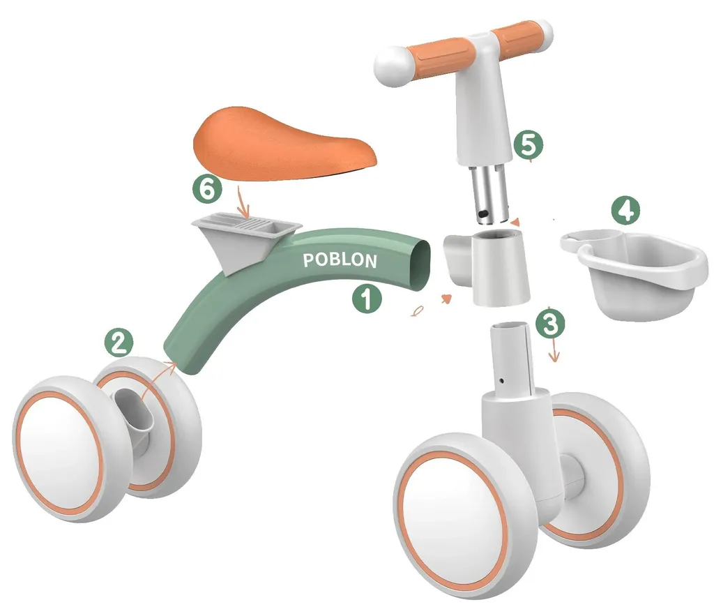 Pousse-pousse bébé vert stable anti-basculement avec quatre roues pleines