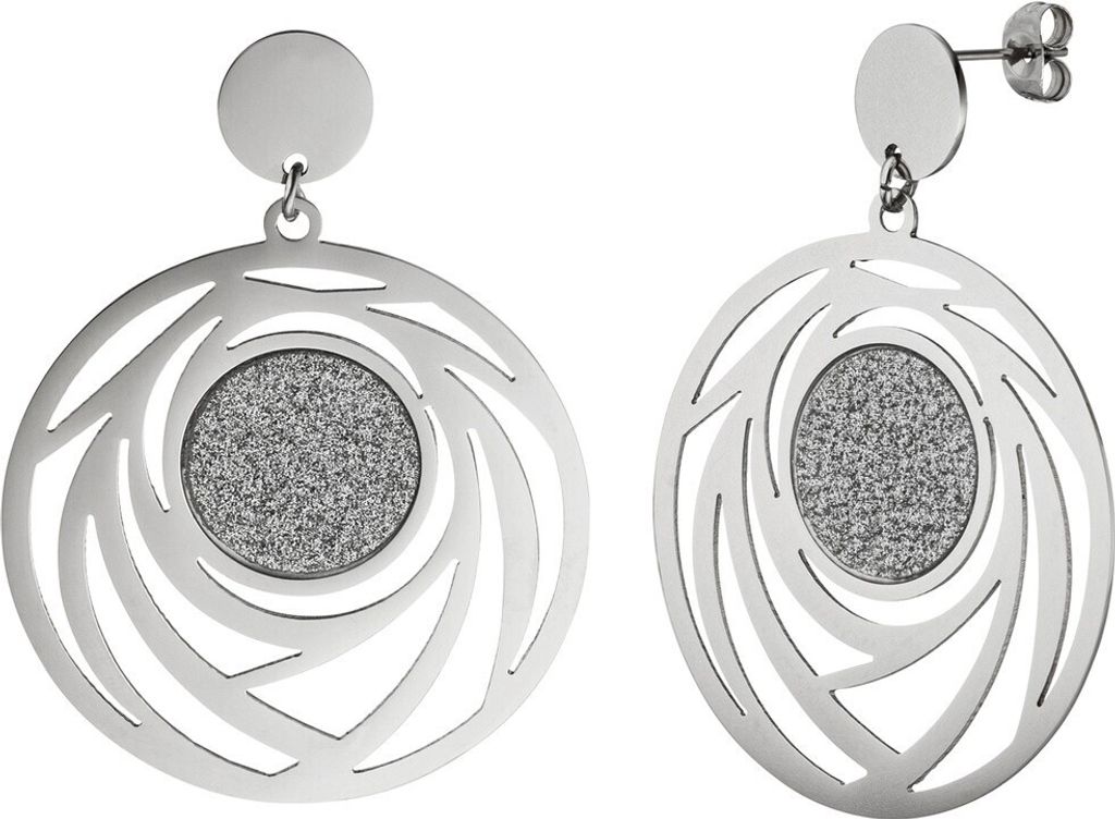 Ohrringe Ohrhänger rund mit Muster Glitzer Glitzereffekt Edelstahl Ohrschmuck