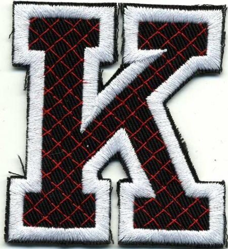 Aufnäher Patches - Buchstabe K - Gr. ca. 6cm x 4cm - 21741 schwarz-weiß