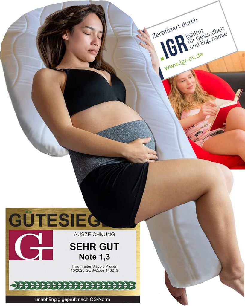 Seitenschläferkissen J Visco Seitenschläferkissen mit Memory Foam Support ohne Schonbezug, Größe M