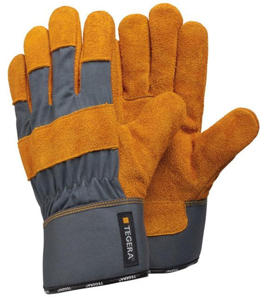 Ejendals TEGERA 35, Werkstatthandschuhe, Grau, Gelb, Erwachsener, Erwachsener, Kratzresistent, Baumwolle, Latex, Leder