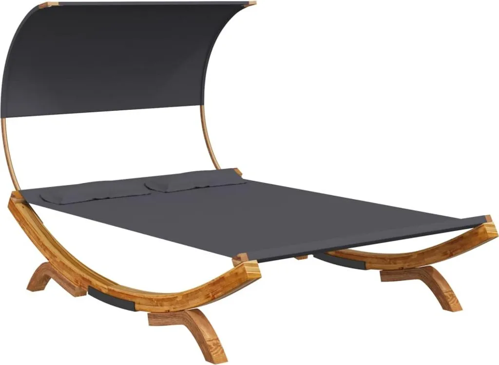 Bain de soleil avec toit anti-UV 165x203 cm bois massif anthracite