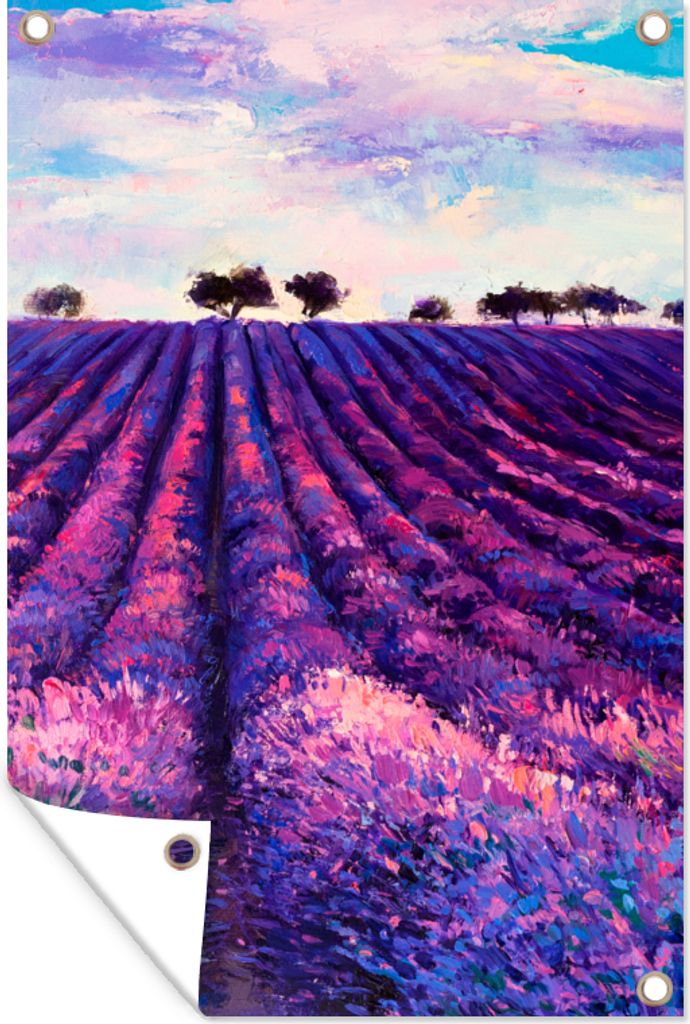 MuchoWow 80x120 cm Outdoor-Poster Gartendeko Sichtschutz Garten Poster für den Garten Ölfarbe - Malerei - Blumen