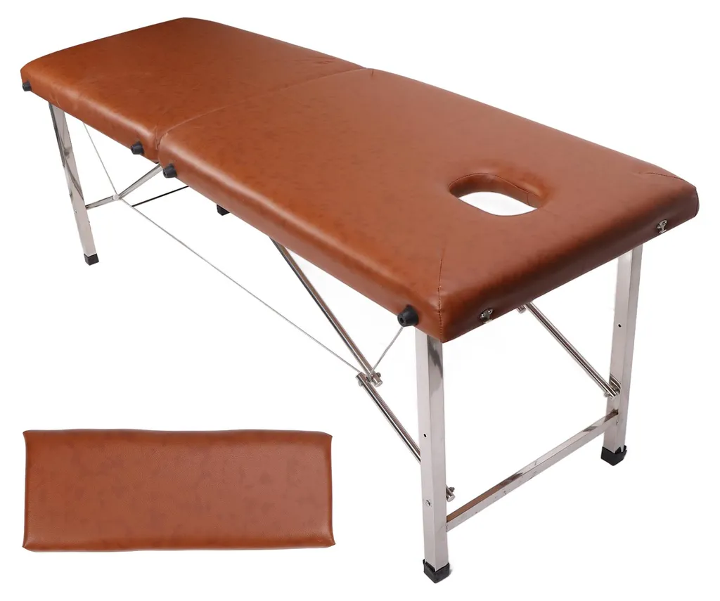 Table de massage portable pour hôtel et institut de beauté, marron PU