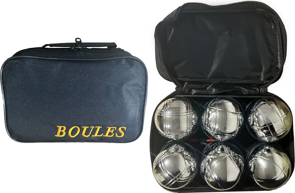 Petanque-Spielset mit sechs Metallkugeln, Zielball und Tragetasche, ab 8 Jahren