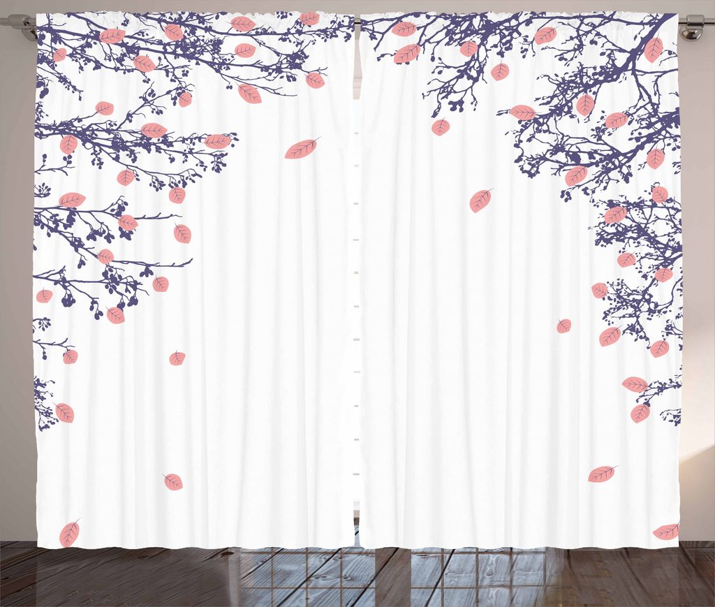 ABAKUHAUS Blätter Rustikaler Gardine, Herbst-Laub-Entwurf, Schlafzimmer Kräuselband Vorhang mit Schlaufen und Haken, 280 x 175 cm, Violett Puder ...