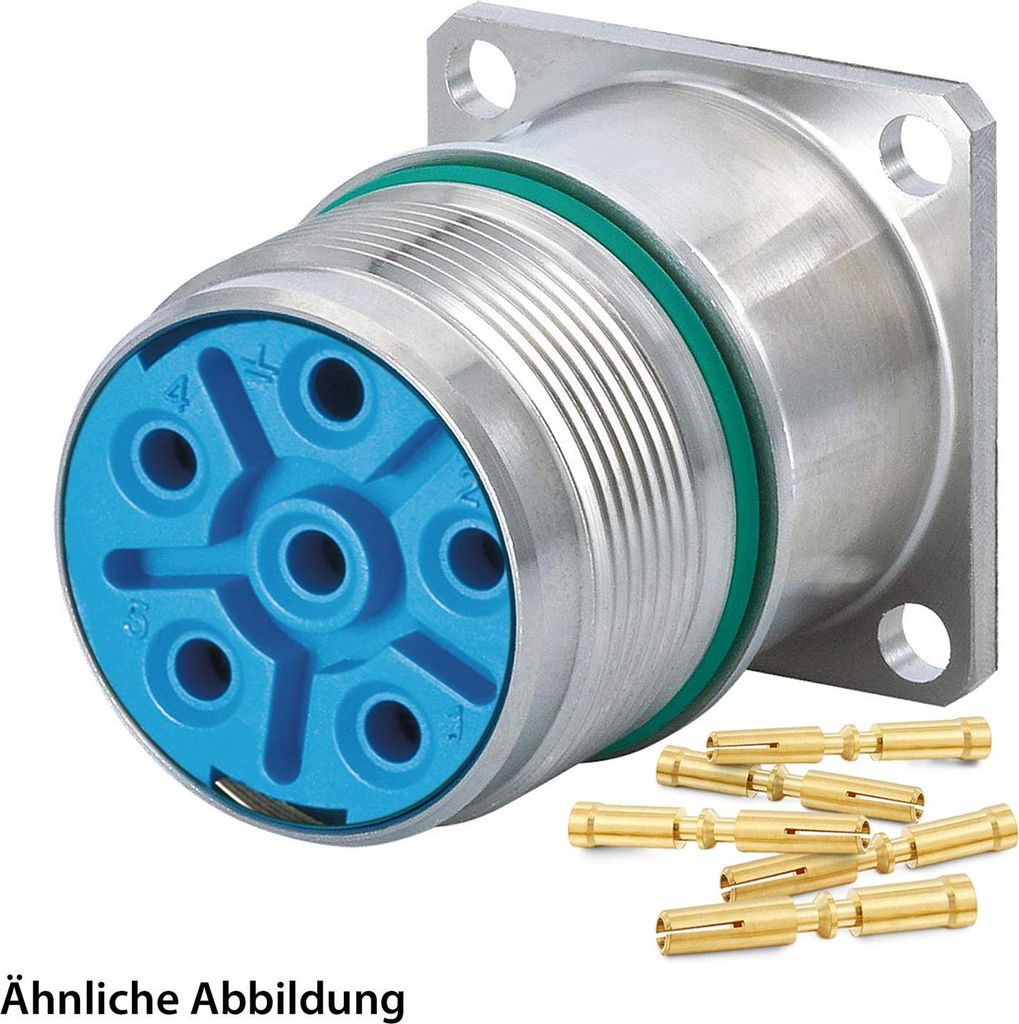 HUMMEL SET inkl. Kontakte M23 Leistung INOX Geräteteckverbinder, Crimpei. gerade Polzahl 5+PE, Buchse Vorderwand - 1