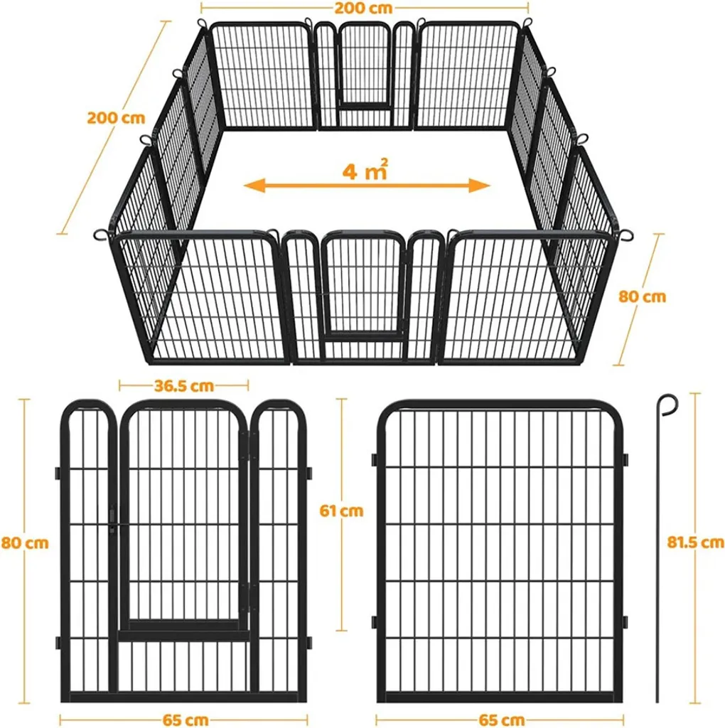Box da Esterno 614023 Nero Pieghevole Altezza 80 cm | Recinto per Cani - 11