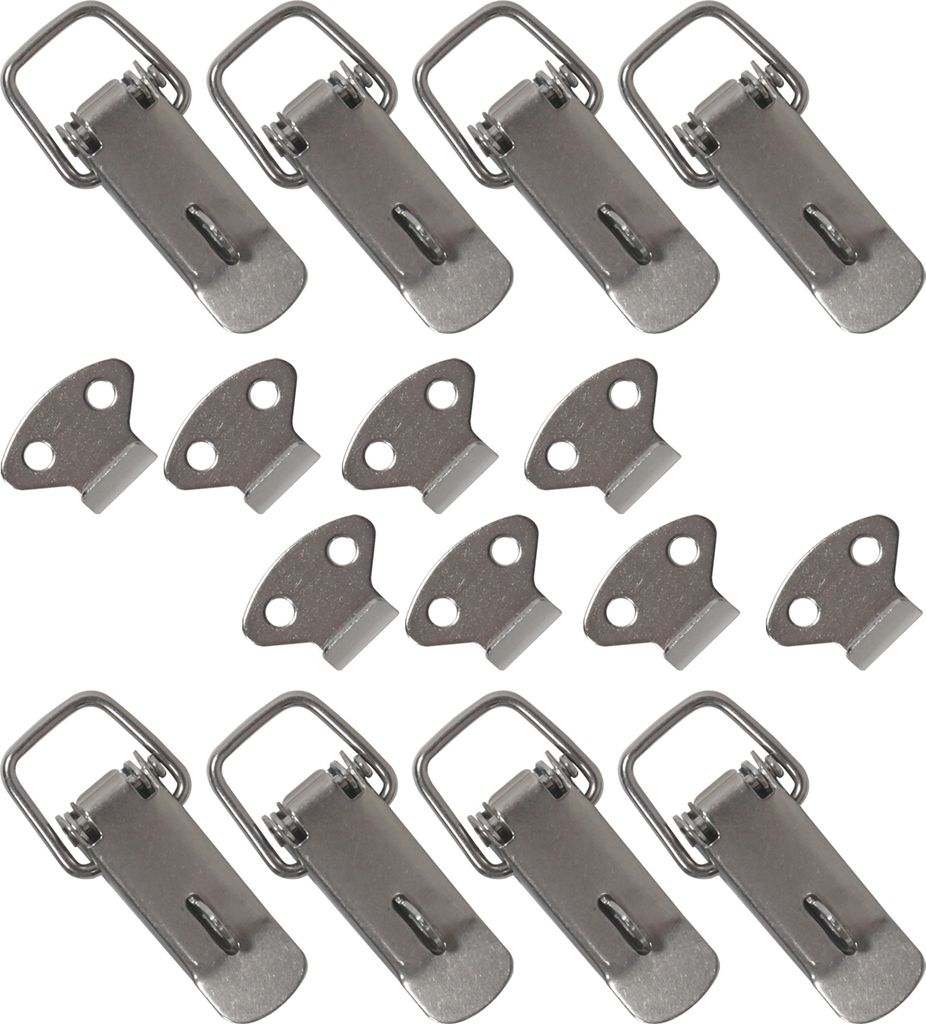 HMF 14980-09 Edelstahl Spannverschluss mit Schlossöse, 8 Stück, 25 x 75 mm, Silber