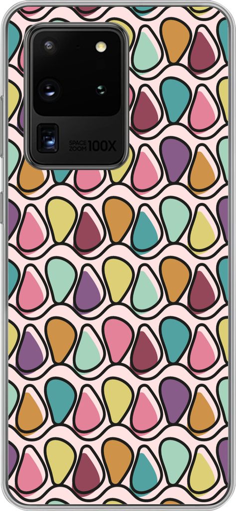 MuchoWow Handyhülle Schutzhülle Hülle für Telefoonhoesje Samsung Galaxy S20 Ultra Muster - Oval - Pastell Silikon Softcase Handy Hülle - Kar...