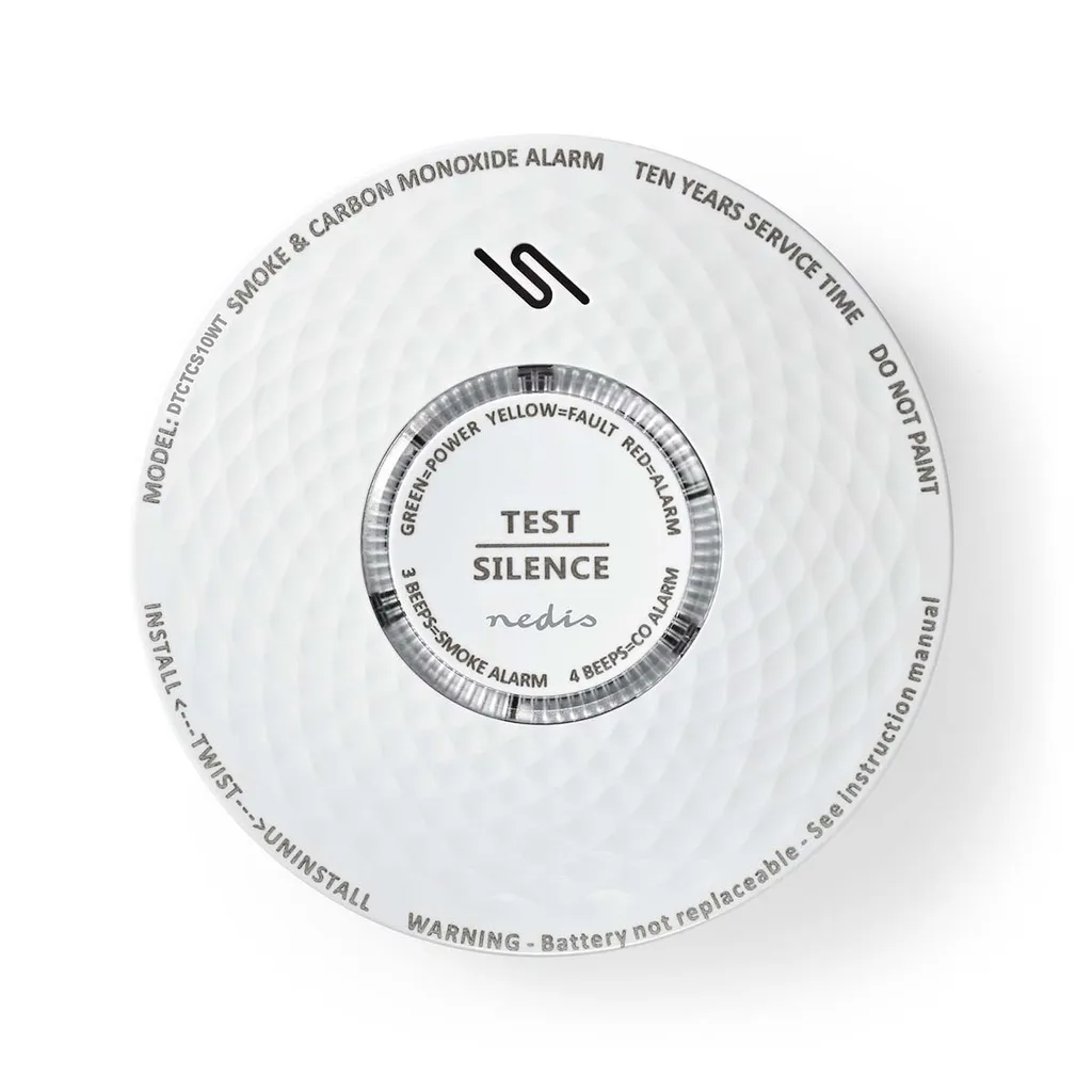 Alarme Mixte Fumée et CO Nedis Blanc - Capteur Haute Précision 85 dB