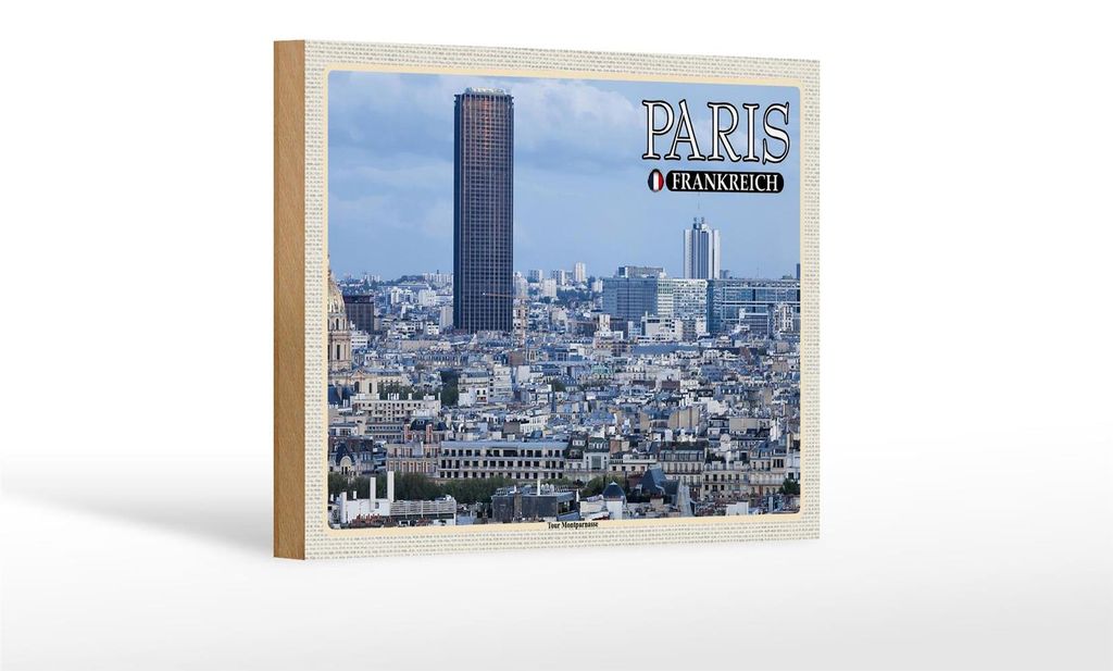Holzschild Reise 18x12 cm Paris Frankreich Montparnasse Produktbild 