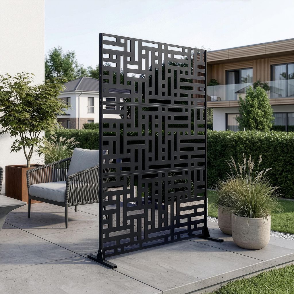Trennwand ‘Bernalda’ 180 x 120 cm Stahl Schwarz Produktbild 