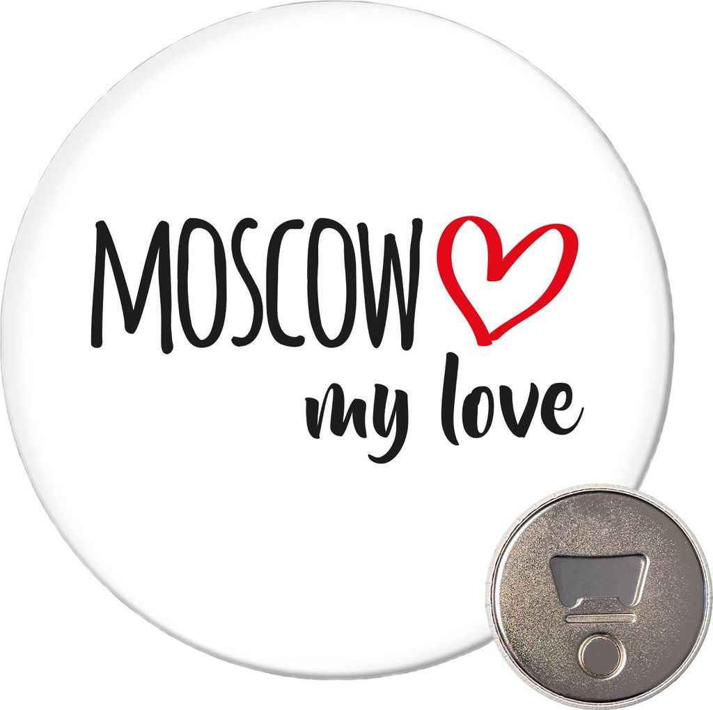 Huuraa Magnet Moscow my love 59mm Kühlschrankmagnet rund Flaschenöffner Geschenkidee