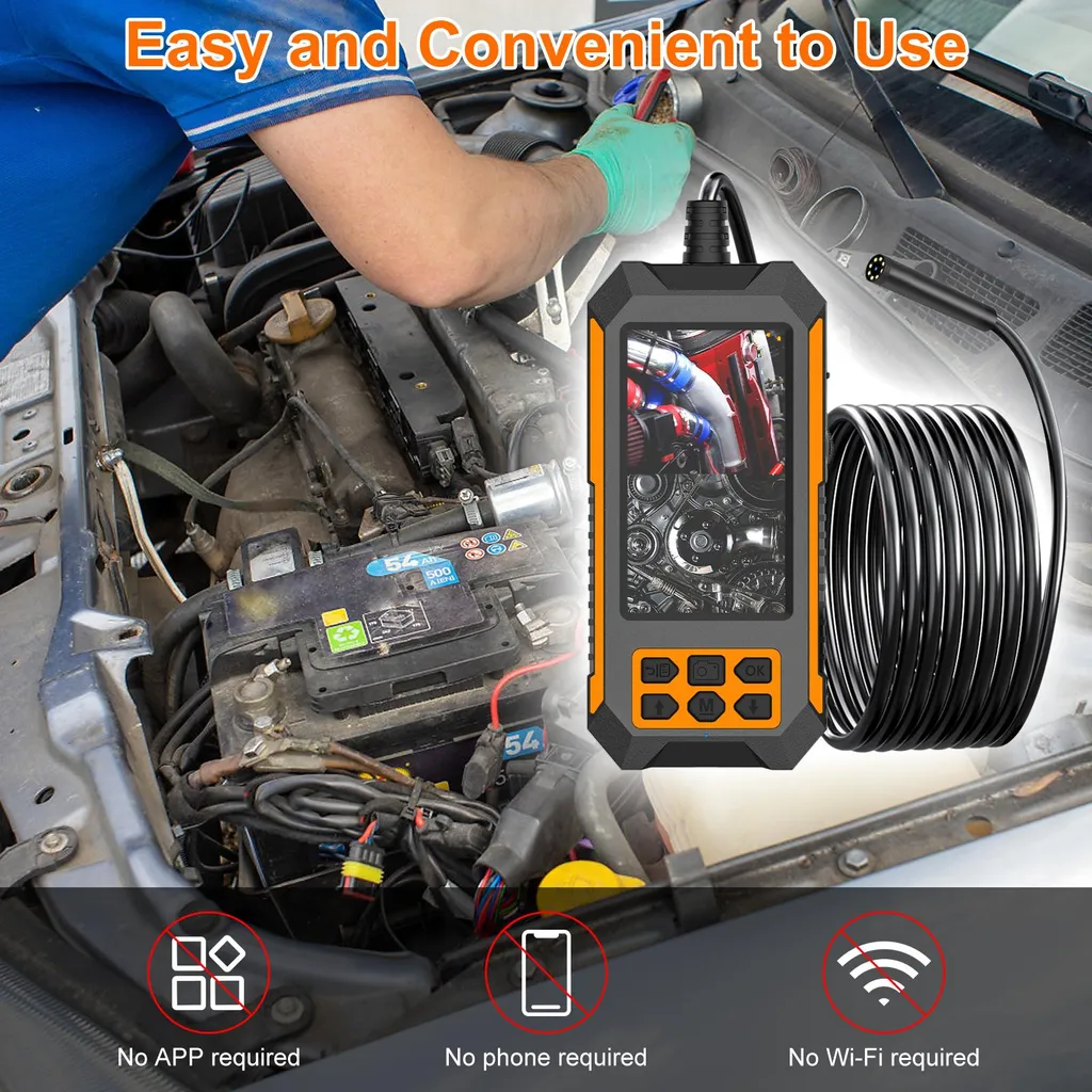 Borescope étanche IP68 avec caméra serpent 33FT et 8 LED ajustables