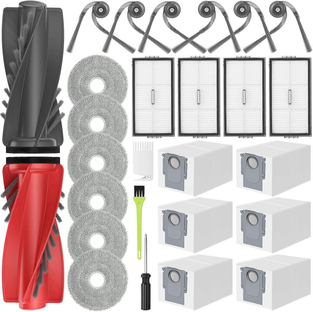 Saros 10R Ersatzteile Zubehör für Roborock Saros 10R / Qrevo Curv 2 Pro/Qrevo CurvX/Qrevo Curv 2 Pro Zubehörset 2 Hauptbürsten 6 Staubbeutel 4 ...