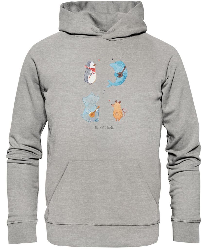 Mr. & Mrs. Panda Bedruckter Hoodie Big Band Größe XS - Heather Grey - Geschenk, Statement-Hoodie, Pulli, Delfin, Musik, Elefant, Hoody, Sweatshir...