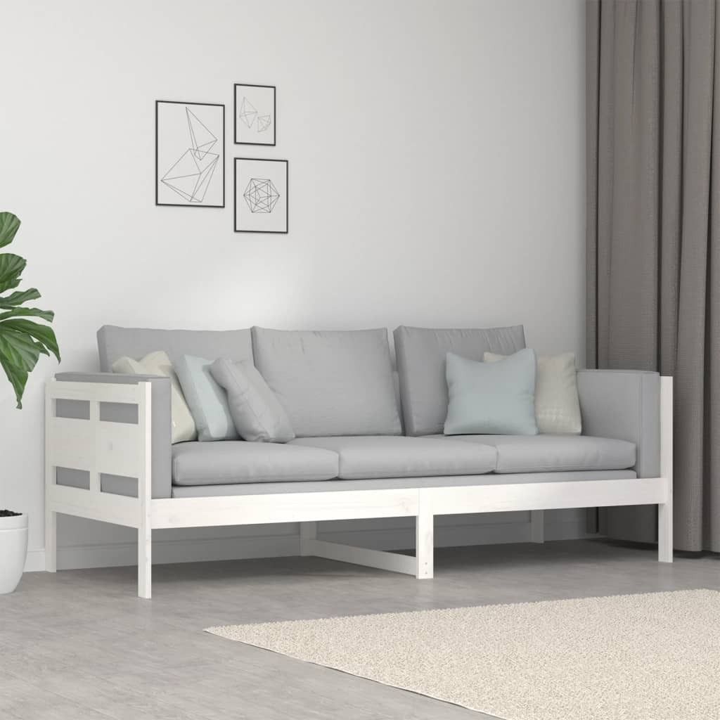 "Rabatt" Tagesbettrahmen/Schlafsofa - Modernes Design - Weiß Massivholz Kiefer 80x200 cm - Klassische Betten CC21779