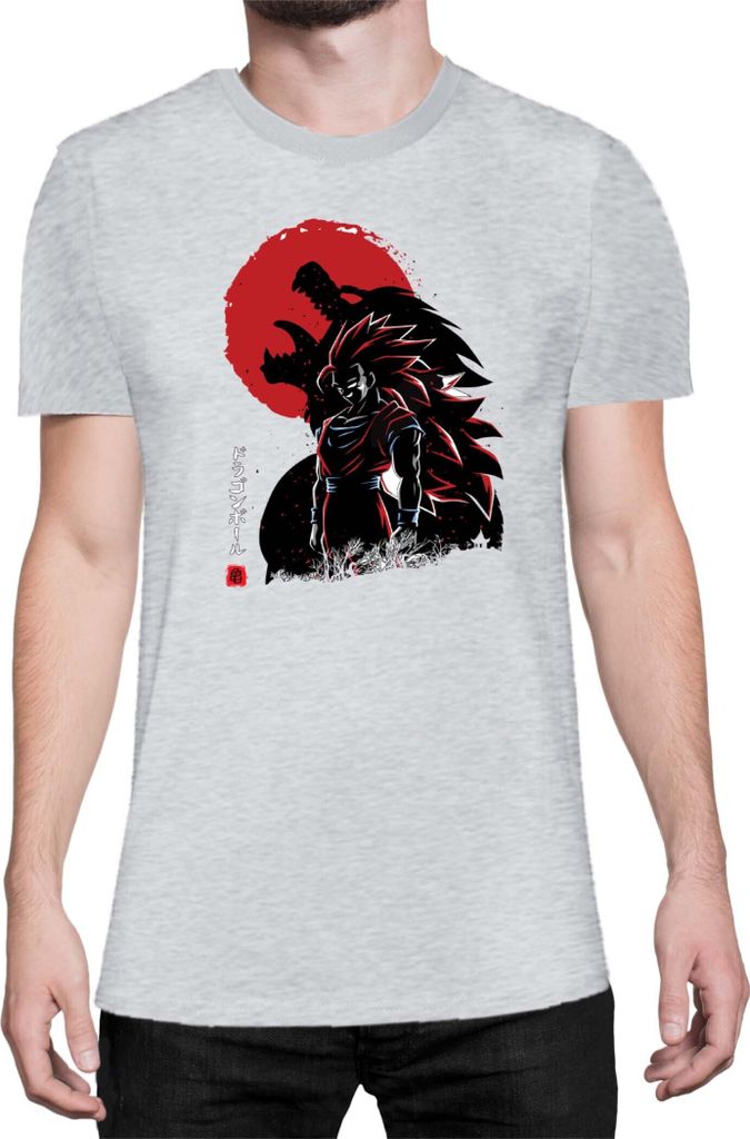 Herren T-Shirt Dragon Anime Manga Ball Z Vegeta Beast 03, Man M / Grau