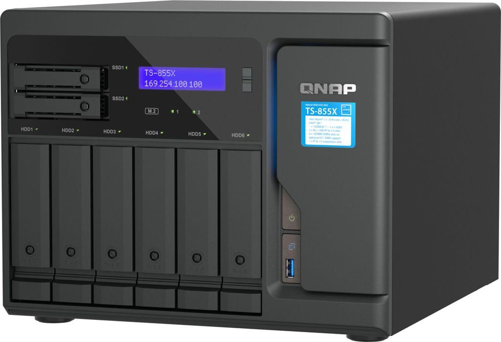 QNAP TS-855X - NAS-Server - 8 Schächte - SATA 6Gb/s - RAID RAID 0, 1, 5, 6, 10, 50, JBOD, 60 - RAM 8 GB - 2.5 Gigabit Ethernet / 10 Gigabit Ethern...