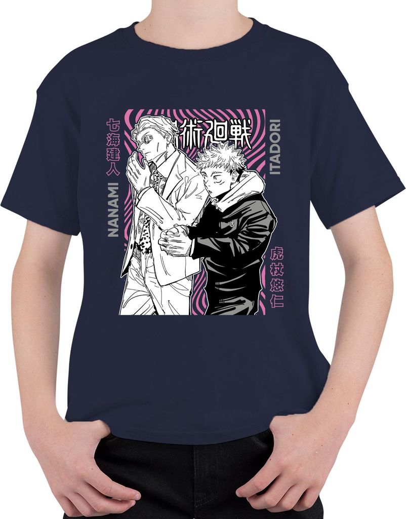 Jujutsu Kaisen Nanami Itadori Anime Ästhetik Geschenk Manga Retro Uni Kinder T-Shirt, Navy, 104