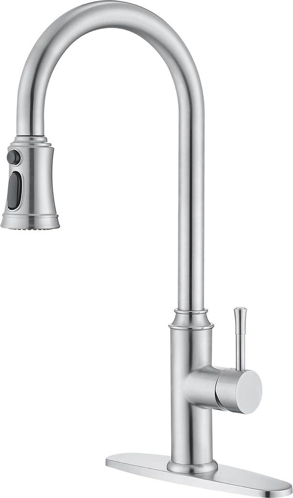 Ausziehbarer Küchenhahn mit schwenkbarem Sprüher - Edelstahl - Gebürstetes Nickel