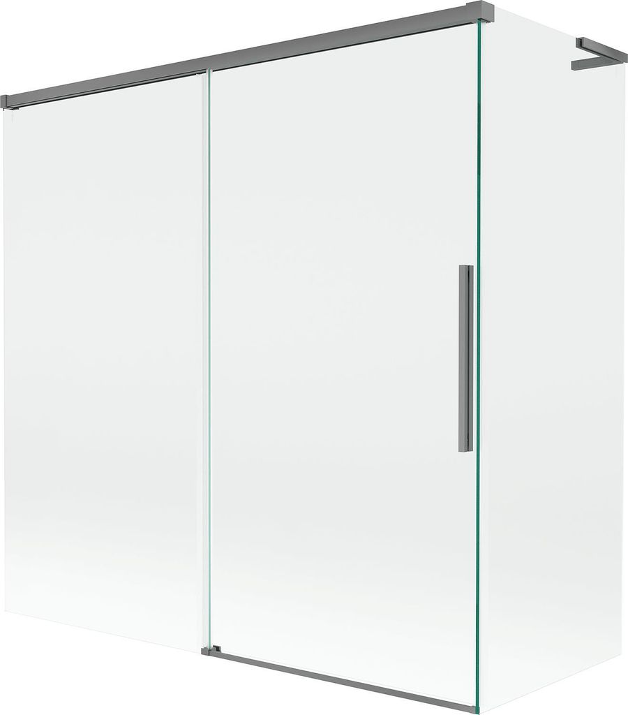 Mexen Rox L zweiflügeliger Badewannenaufsatz, 160 + 75 x 150 cm, transparent, Gun Metal - 8C9L-160-075-95-00